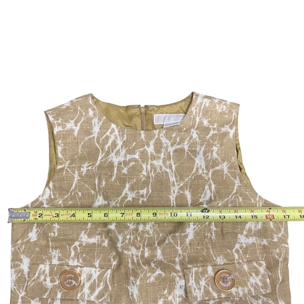 Michael Kors Y2K Vintage Mustard White Marble Print Sleeveless Sheath Dress SZ 6